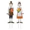 Glitzhome® Metal Thanksgiving Pilgrim Hanging Or Standing Yard Stake Set